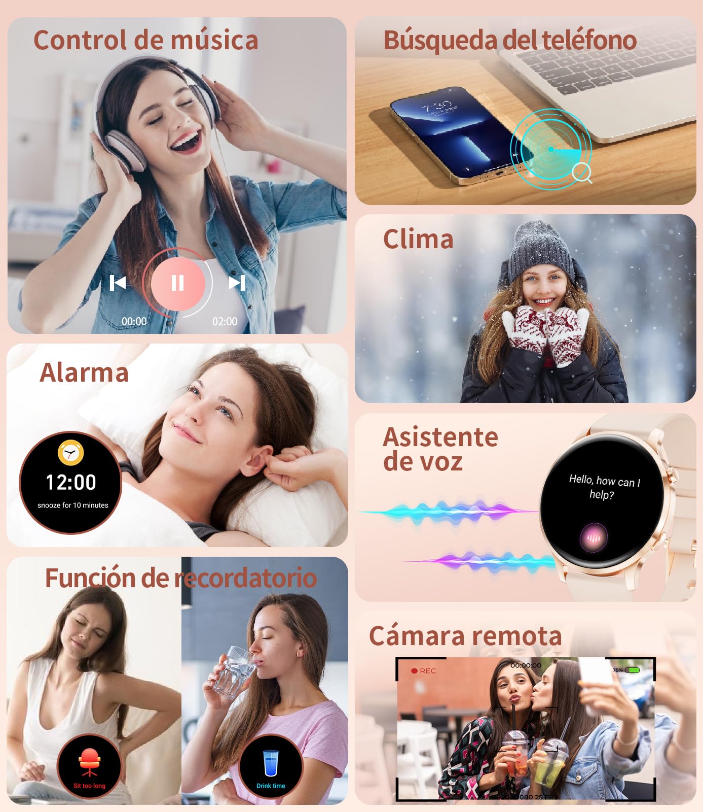 Reloj Inteligente Mujer, 1.32" AMOLED Smart Watch con Llamadas Bluetooth, 120+ Deportes Smartwatch Mujer con 2 Correas, IP68 Waterproof, Sueño, Actividad Calorías Podómetro Android iOS (Dorado)