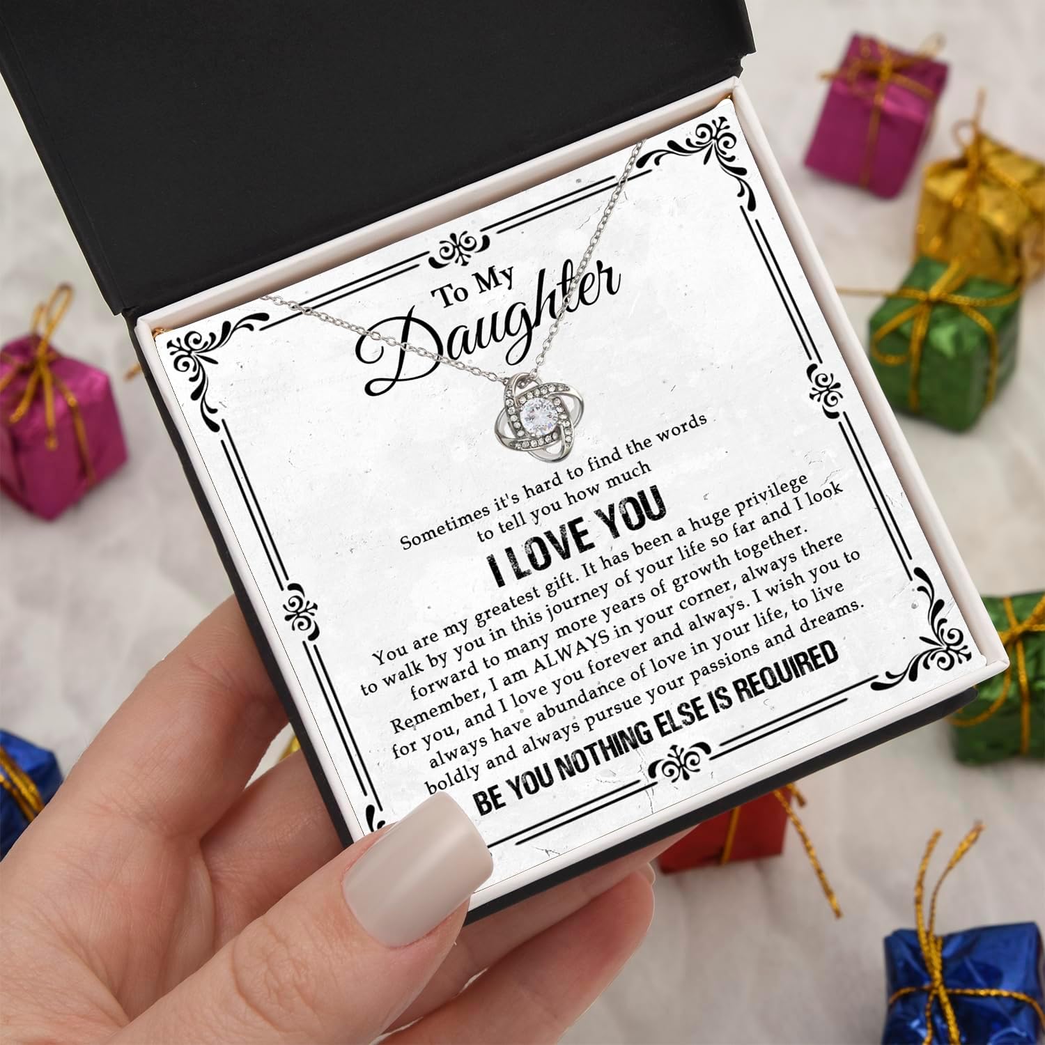 Daughter Necklace From Dad | Cubic Zirconia Pendant To My Beautiful Daughter Necklace From Mom | Daughter's Christmas Valentine Graduation Birthday Gifts With Present Heartfelt Message
