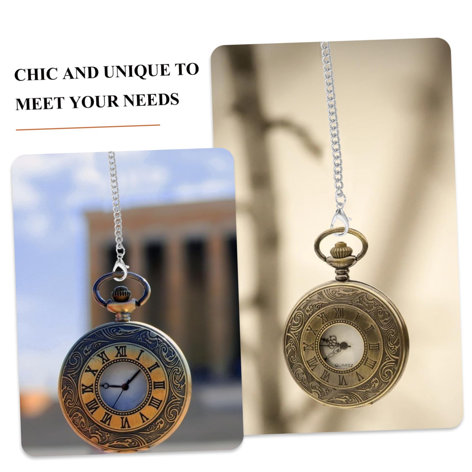 WOFASHPURET 3pcs Creative Jeans Chain Pocket Watch Buckle Chain Electroplated Accessories for Clothes Handbags and Jeans and Stylish Decoration