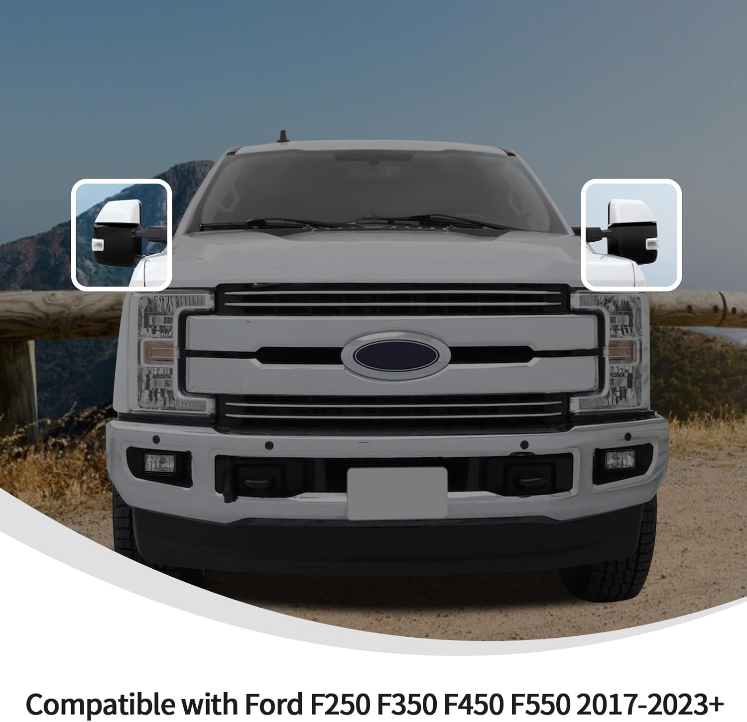 Linskip Driver and Passenger Side Mirror Covers for Ford F250 F350 F450 F550 2017-2026+, Bottom Half Tow Mirror Bezel Caps for Super Duty(Black)