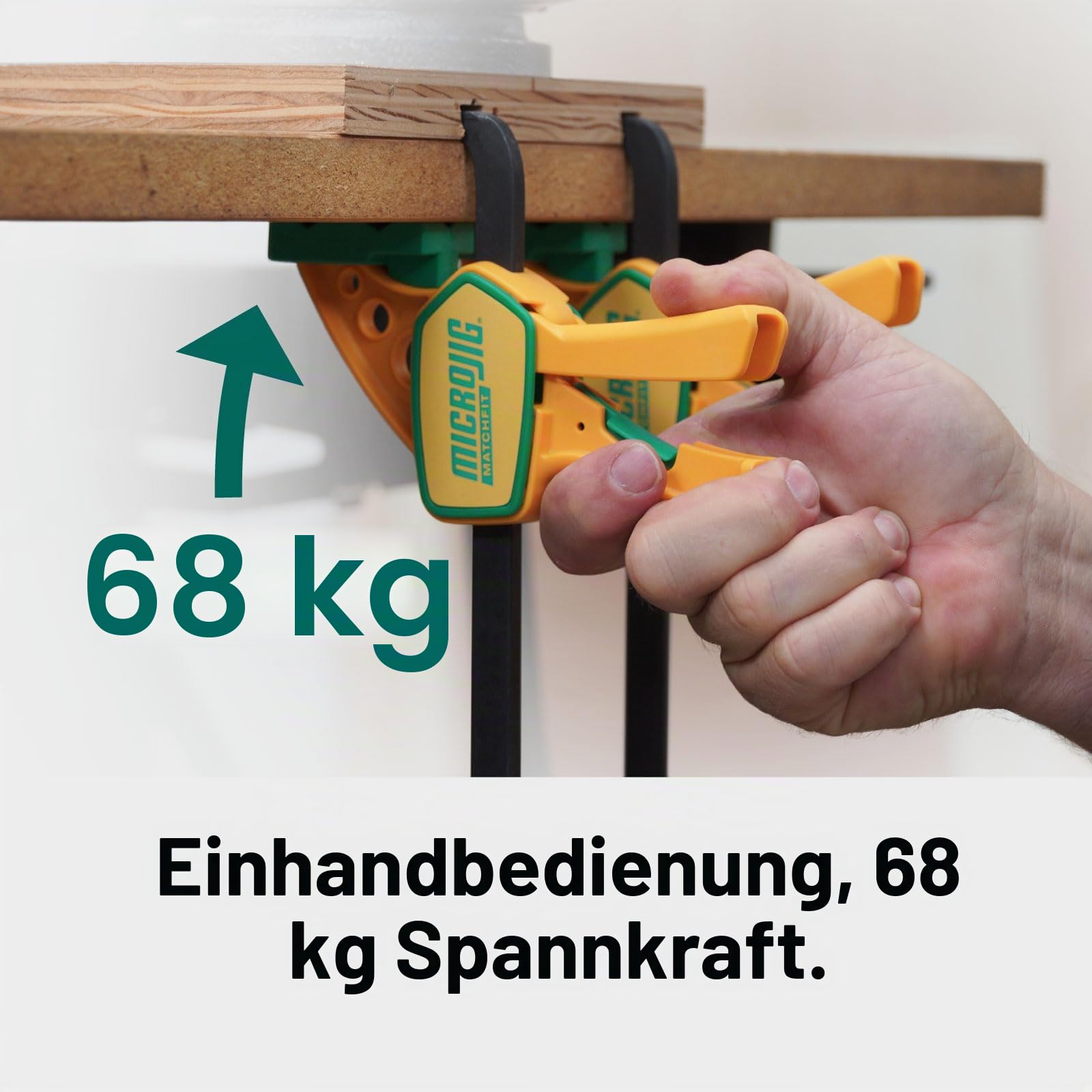 MatchFit GRR-RIP Klemmen von Microjig, 2 Stück, Schwalbenschwanzschienenklemmen, Squeeze Action Schwalbenschwanzklemmen für Vorrichtungen, Schlitten, Werkbänke, DVC-625QCK2, Gelb
