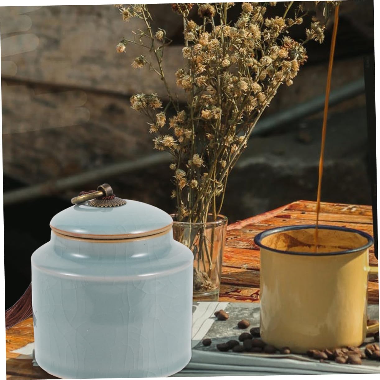 TOYANDONA Barattoli di Ceramica Coperchio Ermetico per Alimenti 2 Pezzi e Design a Tenuta D'aria, Grande Capacità per Conservare Caffè e Sciroppo in Ufficio o Cucina