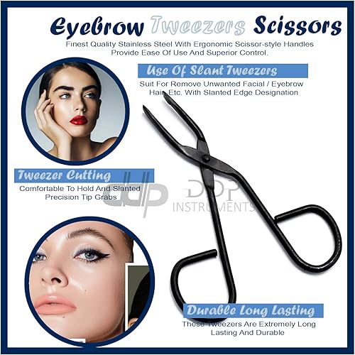 Miniatura 5 de DDP Pro Scissorlike Tweezer Slant 'Ceja Color Negro