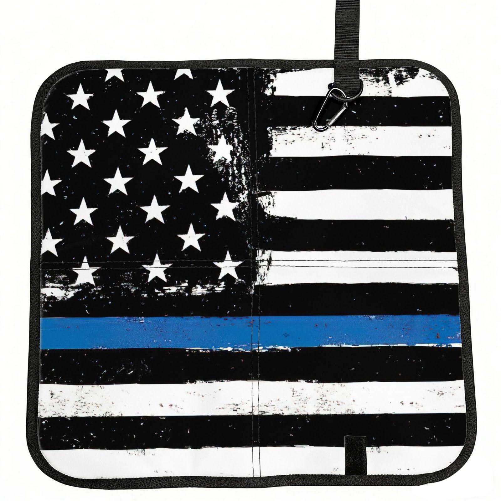 bghdfa Retro Blue Thin Line Usa Flag Print Outdoor Sitting Mat Waterproof Oxford Cloth Seat Cushion Folding Foam Camping Seat For Picnic
