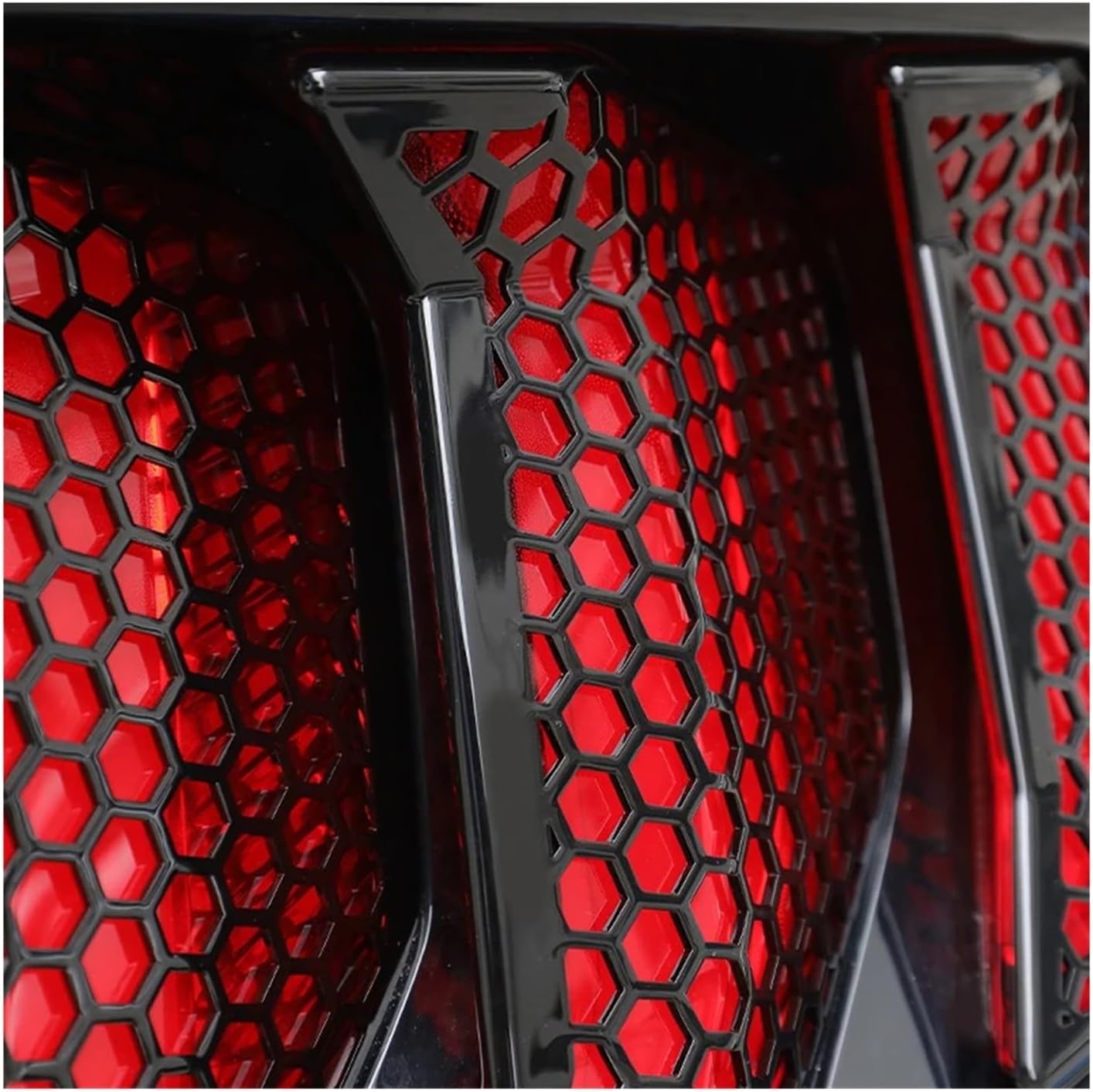Car Taillights Cover 3D Honeycomb Rear Tail Lamp Hood Decorative Tail Light Sticker ABS 6Pcs Compatible For Ford Mustang 2018-2022(Glossy black)