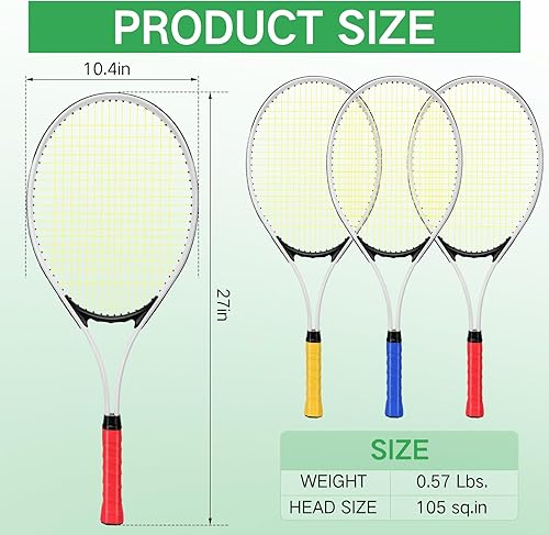 Miniatura 3 de 6 Pcs Tennis Rackets for Adult Recreational 6 Players 27'' Tennis Racket Set with 3 Balls Lightweight Tennis Rackets for Tennis Training Beginner