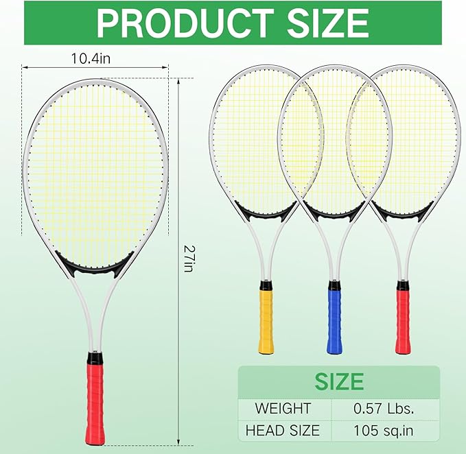 Set de 12 Raquetas de Tenis para Adultos y 6 Pelotas con Bolsas miniatura 3