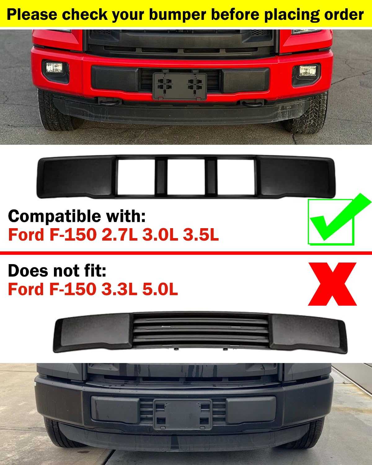 Front Bumper License Plate Bracket + Guards Pads Cap for 2009-2014 Ford F150 eBa