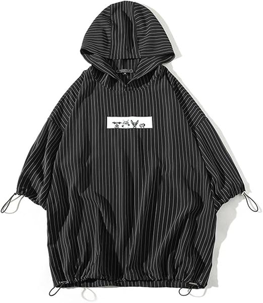Amazon ニカ メンズ Tシャツ フードパーカ 半袖 メンズ シャツ ストライプ パーカー 夏 薄手 カジュアル コットン Tシャツ メンズ ストライプ 韓国風 ファッション シンプル 無地 Tシャツ カットソー 通販
