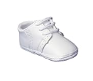Baby Boys All White Genuine Leather Saddle Oxford Crib Shoe with Perforations