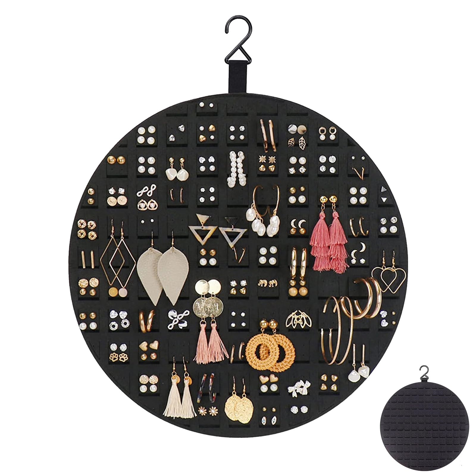 ERFGT Hängende Ohrringe Aufbewahrungstaschen aus Filz, Ohrringe Aufbewahrung Wand, Ohrring Aufbewahrung Wand Hängend, für Frauen, Hält Bis zu 150 Paare (Schwarz) Küche, Haushalt & Wohnen