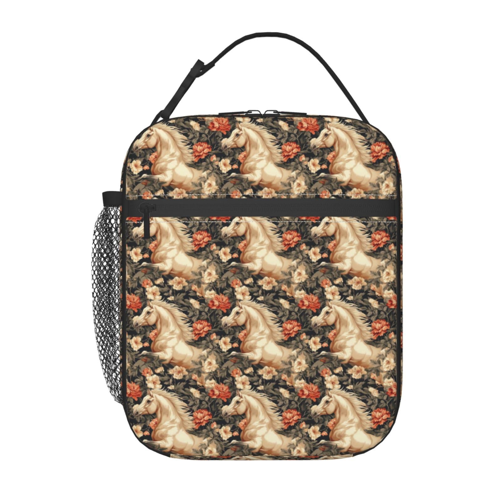 Horse Lunch Box for Women Kids Girls Insulated Lunch Bag Lunchbox Adults Lunch Tote Bags Reusable Cooler for Work Office School Picnic Travel