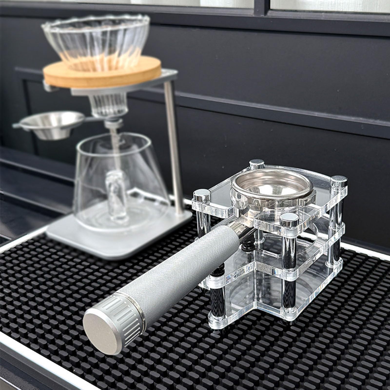 Soporte para Portafiltro De Café De 58 Mm, Estación De Prensado De Espresso, Material Acrílico, Altura Ajustable, Base Antivuelco, para Baristas Domésticos Y Profesionales