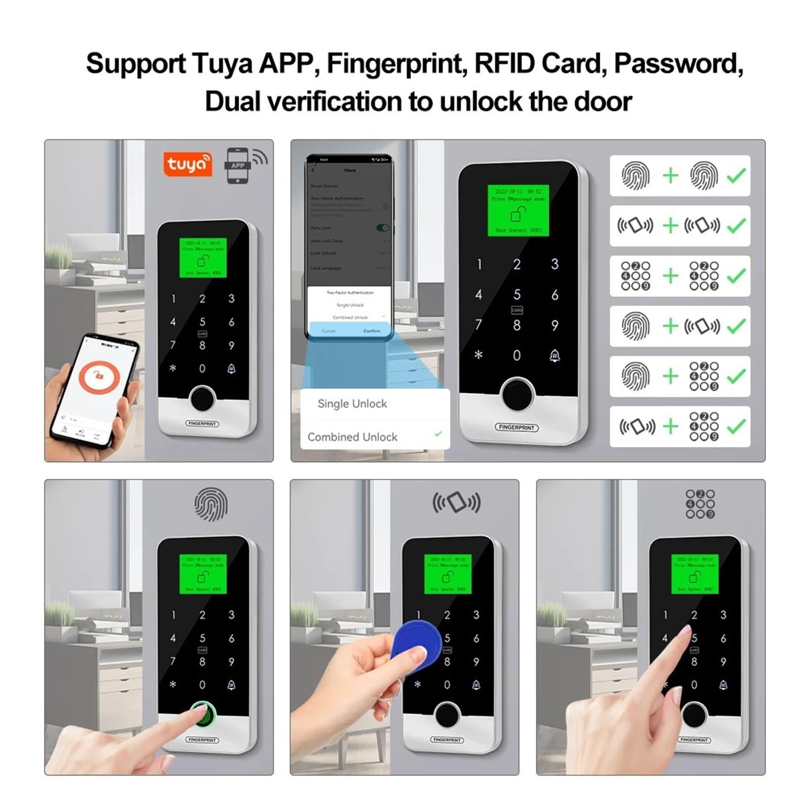 Bluetooth Smart Fingerprint RFID Kontrola dostępu Klawiatura dotykowa Wodoodporny otwieracz drzwi Zamek bezkluczykowy, Europejski standard dopasowania