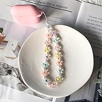 Vista 5 de Abalorio para teléfono con diseño de flores, correa de muñeca con cuentas para bolso de cámara, llavero