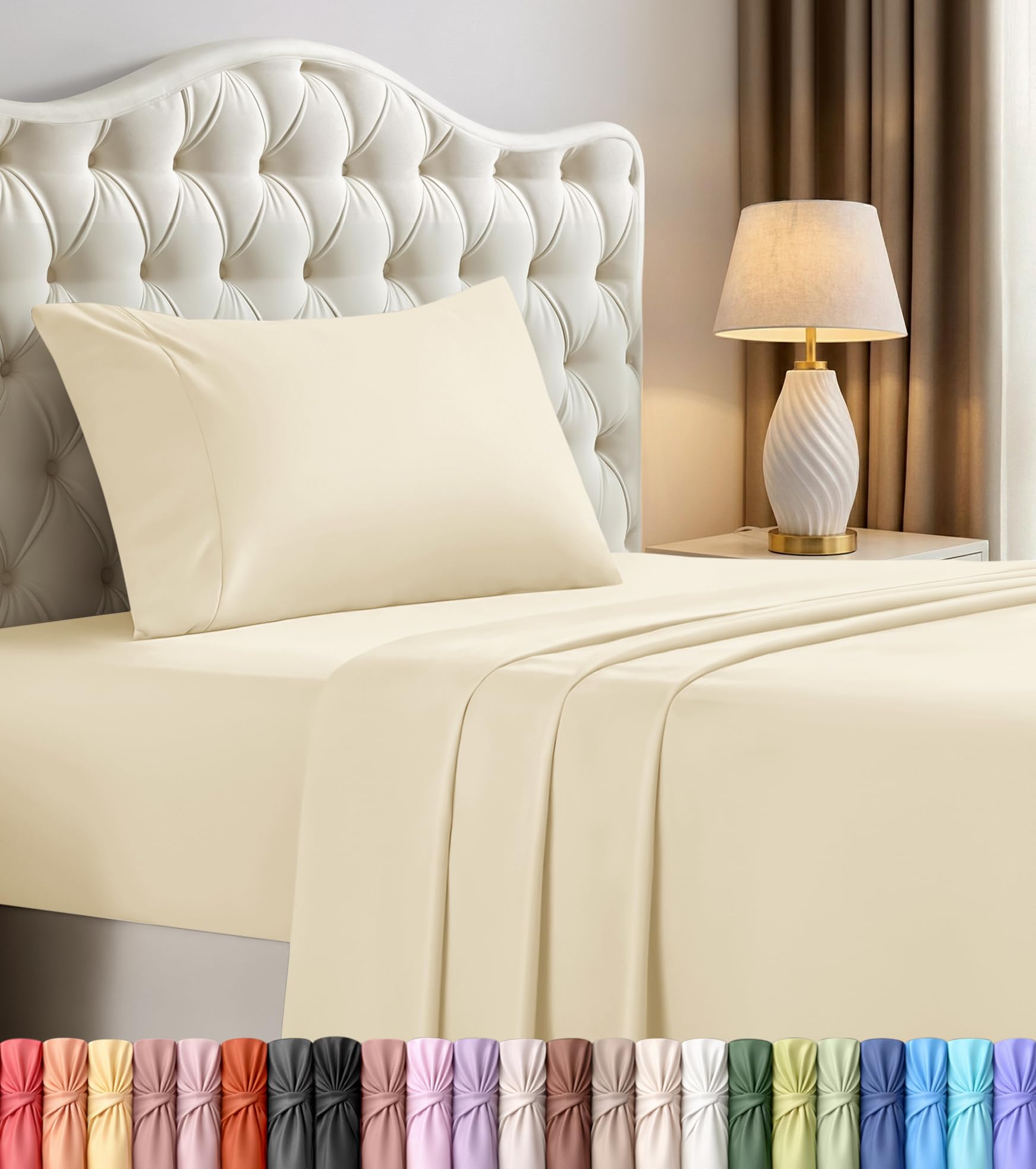 Utopia Bedding Twin Bed Sheets Set - 3 Piece Bedding - Brushed Microfiber - Shrinkage and Fade Resistant - Easy Care (Twin, Ivory)