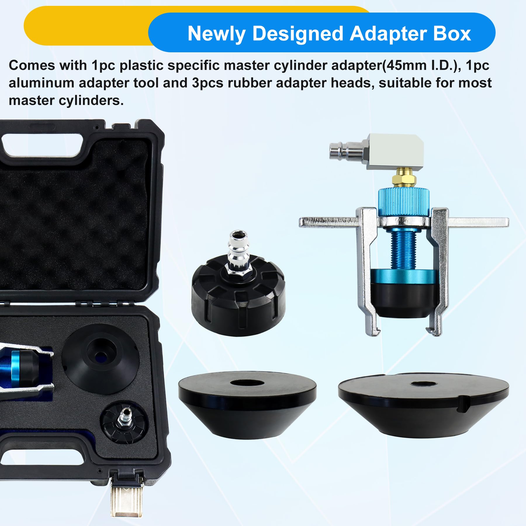 JoyFans Brake Clutch System Master Cylinder Adapter Kit, Works with Brake Bleeder Tool for Car Truck Brake Fluid Replacement, Automotive Universal 5PCS in Black Case