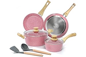8 Pieces Non Stick Cookware Set: The Perfect Pink Kitchen Essential