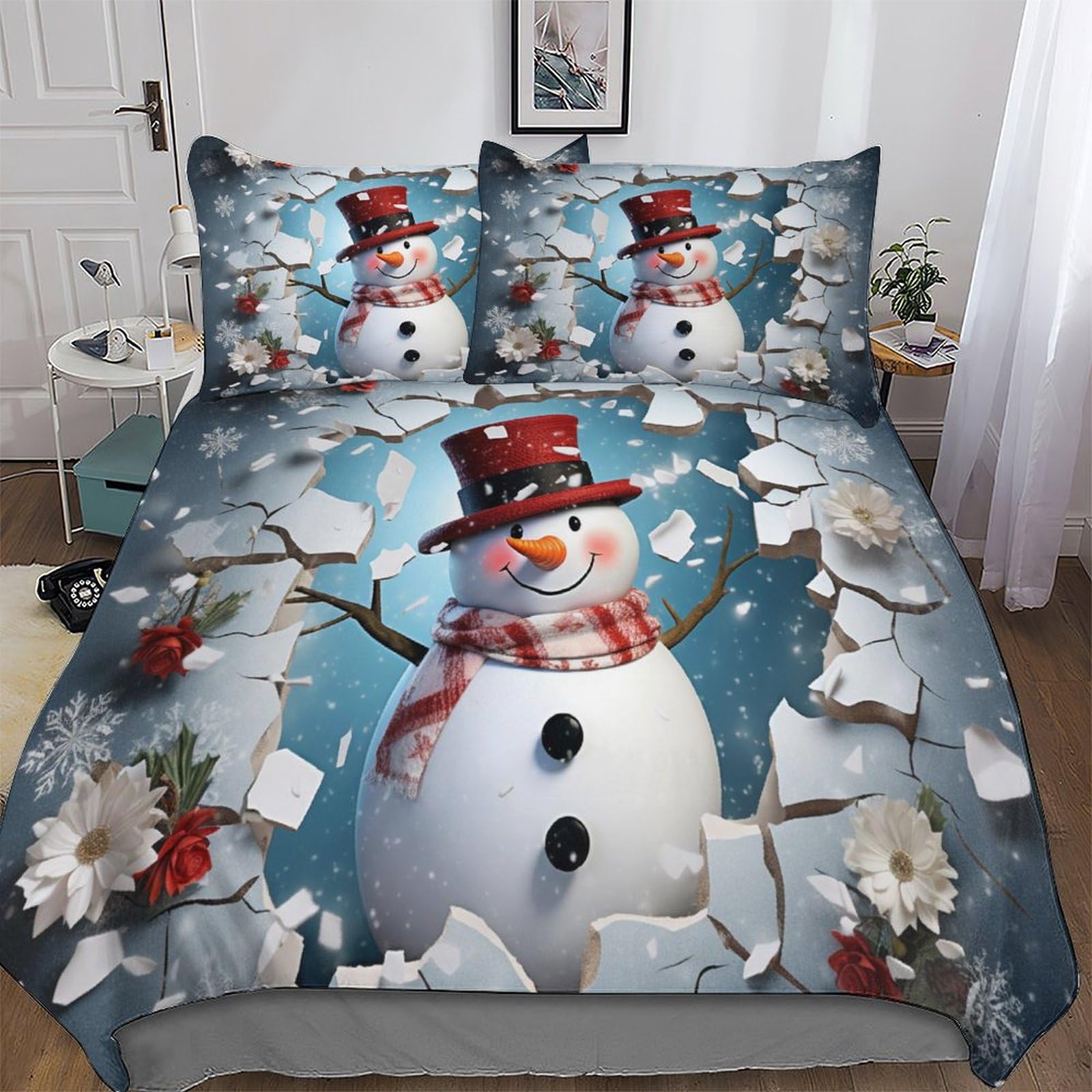 Housse de couette bonhomme de neige hypoallergénique fini les draps froids et rêches