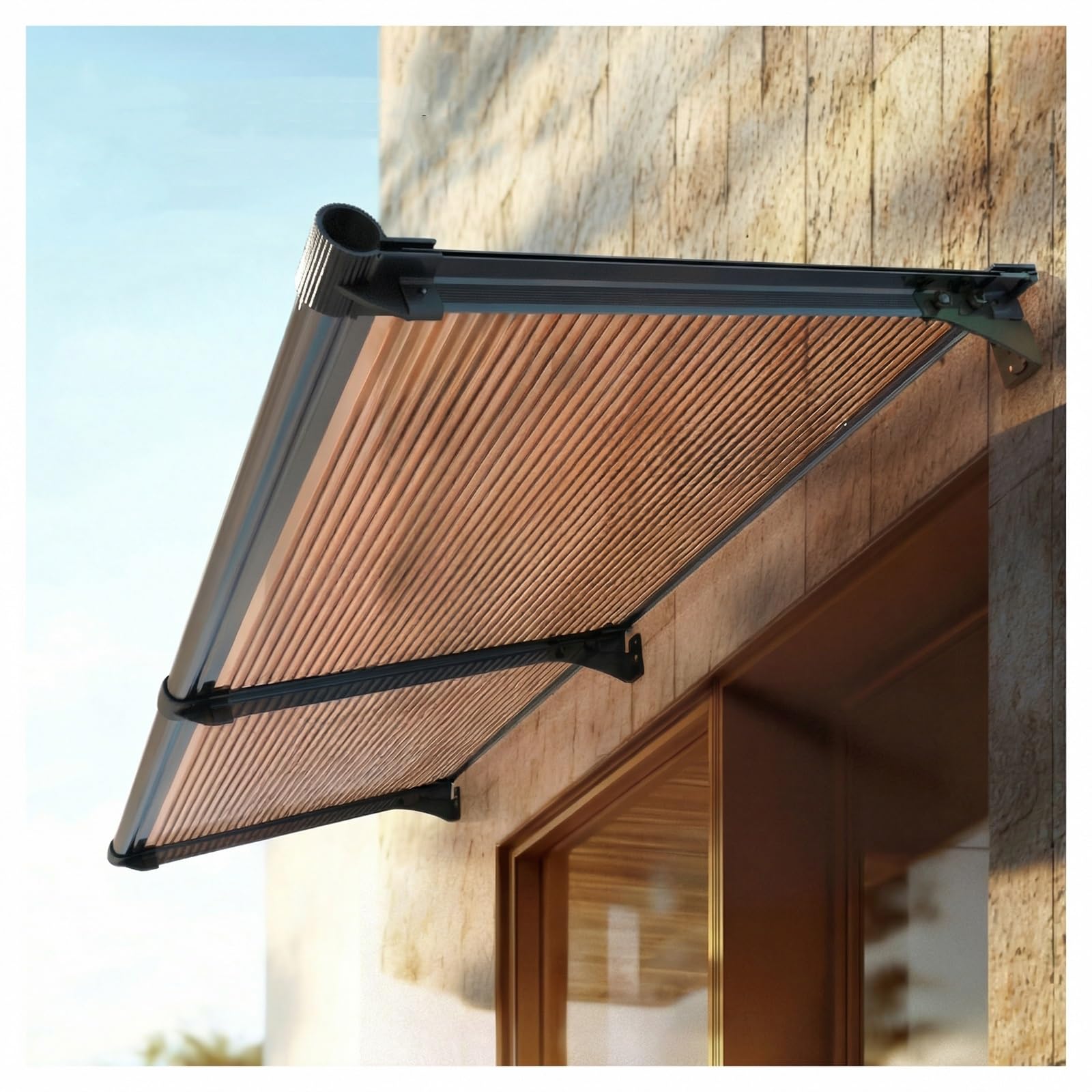 Auvent de porte en polycarbonate haut de gamme et feuille creuse durable