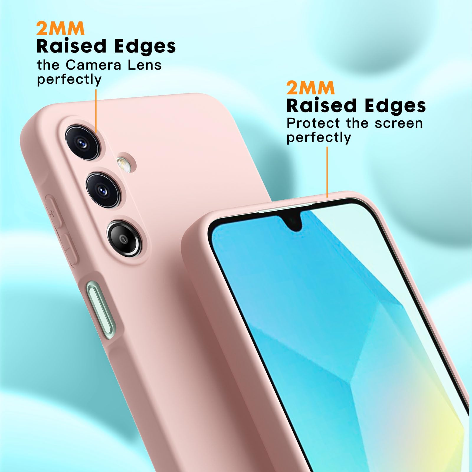 Vansdon Cover Compatibile con Samsung Galaxy A16 4G/5G, 2 Pellicola Protettiva in Vetro Temperato, Gomma Gel di Silicone Liquida Antiurto Custodia - Rosa