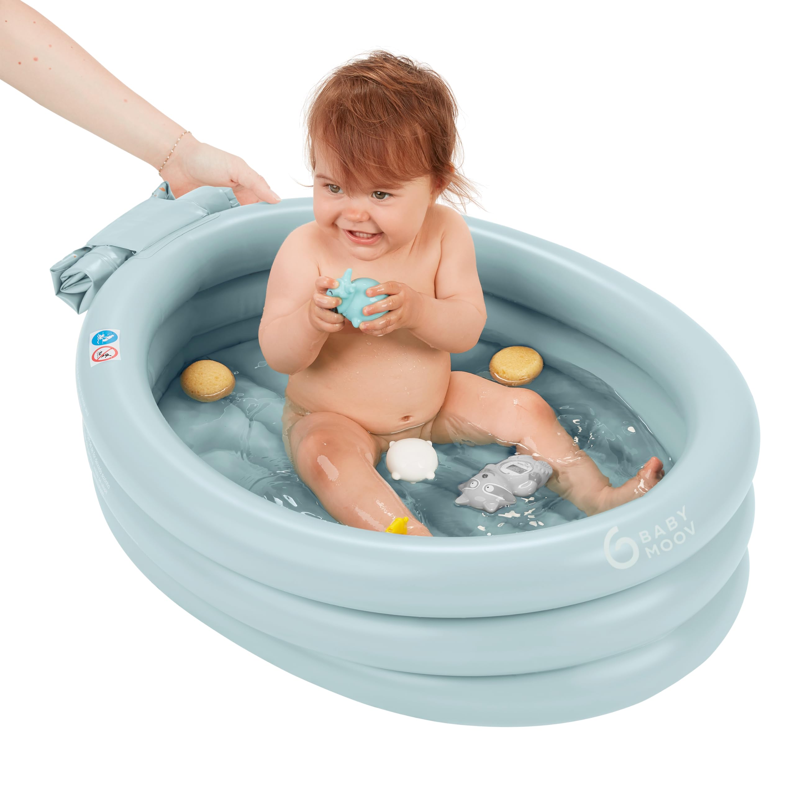 Babymoov Bañera inflable y alberca – segura, portátil y crece con el bebé (a partir de 0 + inserto de recién nacido incluido)