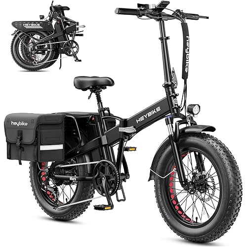 Heybike Mars 2.0 Foldable Electric Bike, 70+Miles Long Range, 1800W Peak Motor 32MPH, 624WH Removable Battery, 20"*4 Fat Tire All-Terrain Ebike, Full Suspension & Hydraulic Brakes Bicycles