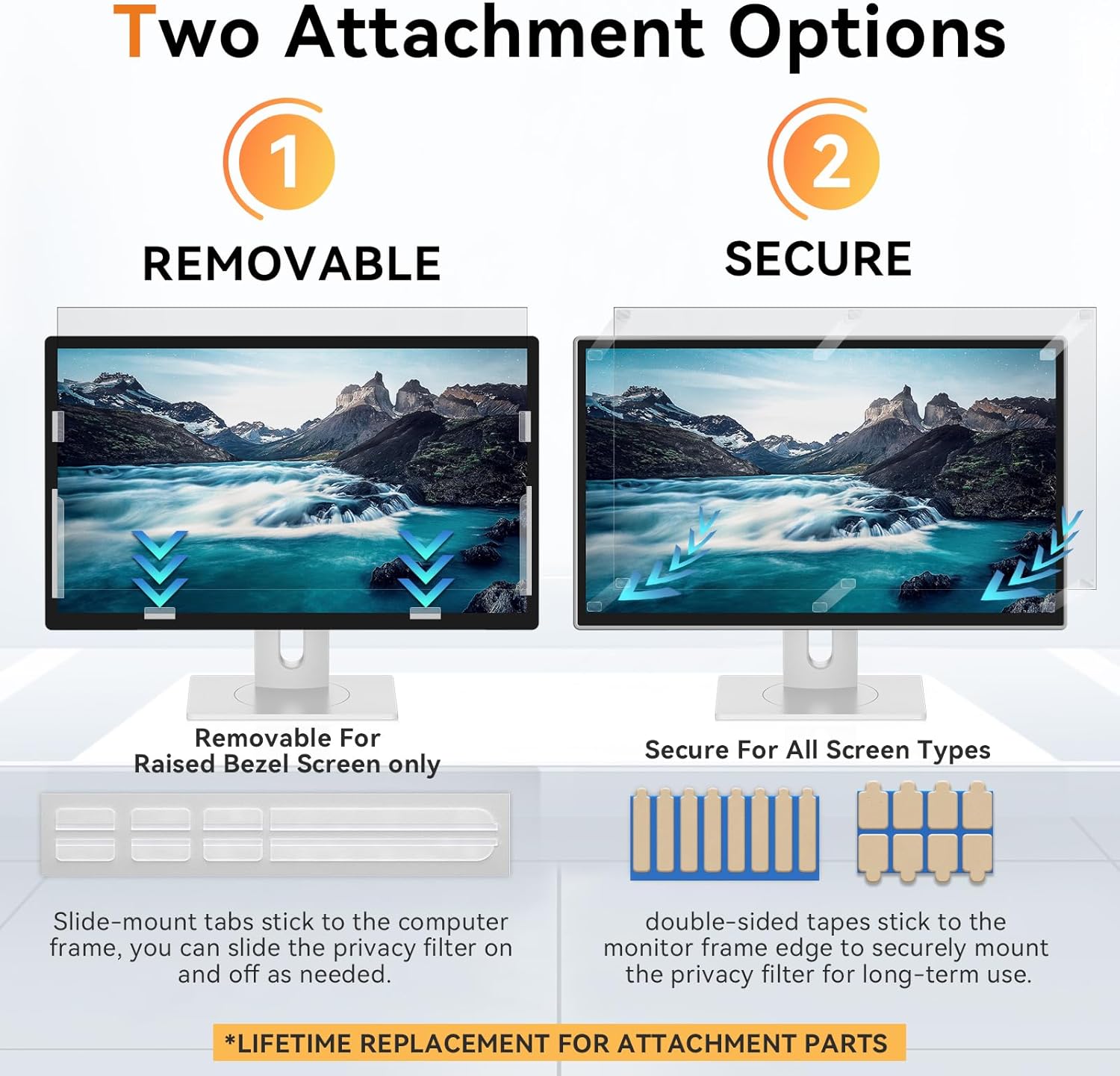 [2-Pack] 23.6 Inch Computer Blue Light Blocking Screen Protector for 16:9 Widescreen Monitor, Anti Glare Anti-UV Eye Protection Desktop PC LED Monitor Filter, Removable Anti-Scratch Screen Film 23.6in