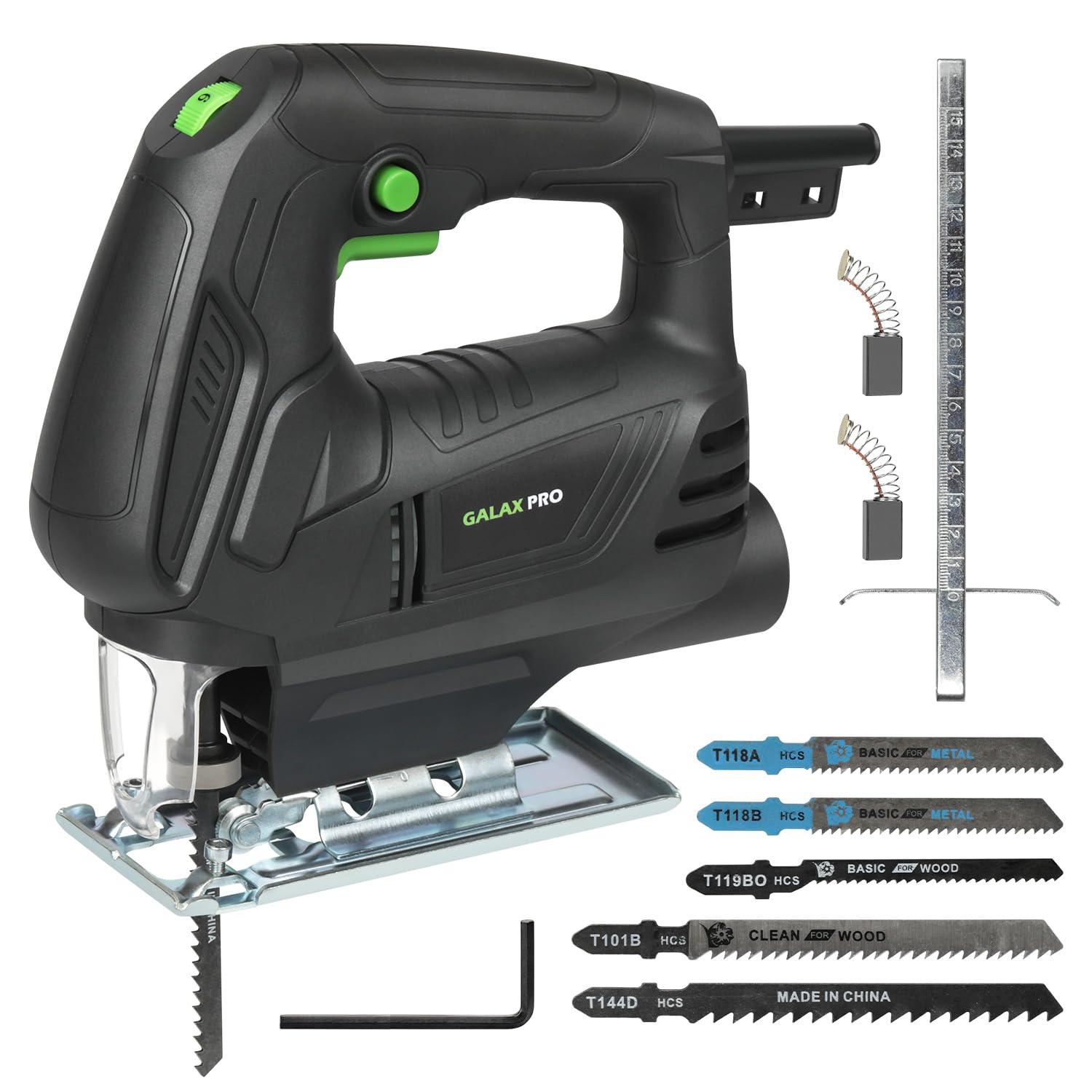 GALAX PRO 500W Jig Saw, 0-3000 SPM 6 Variable Adjustable Speed, Cut -45º to 45º Jig Saw with Cable and LED Lights for Cutting Metal, Wood and Plastics