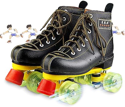Quad Roller Skate Special Roller Skating Shoes for Men and Women Boys and Girls lace-up Shoes/Black