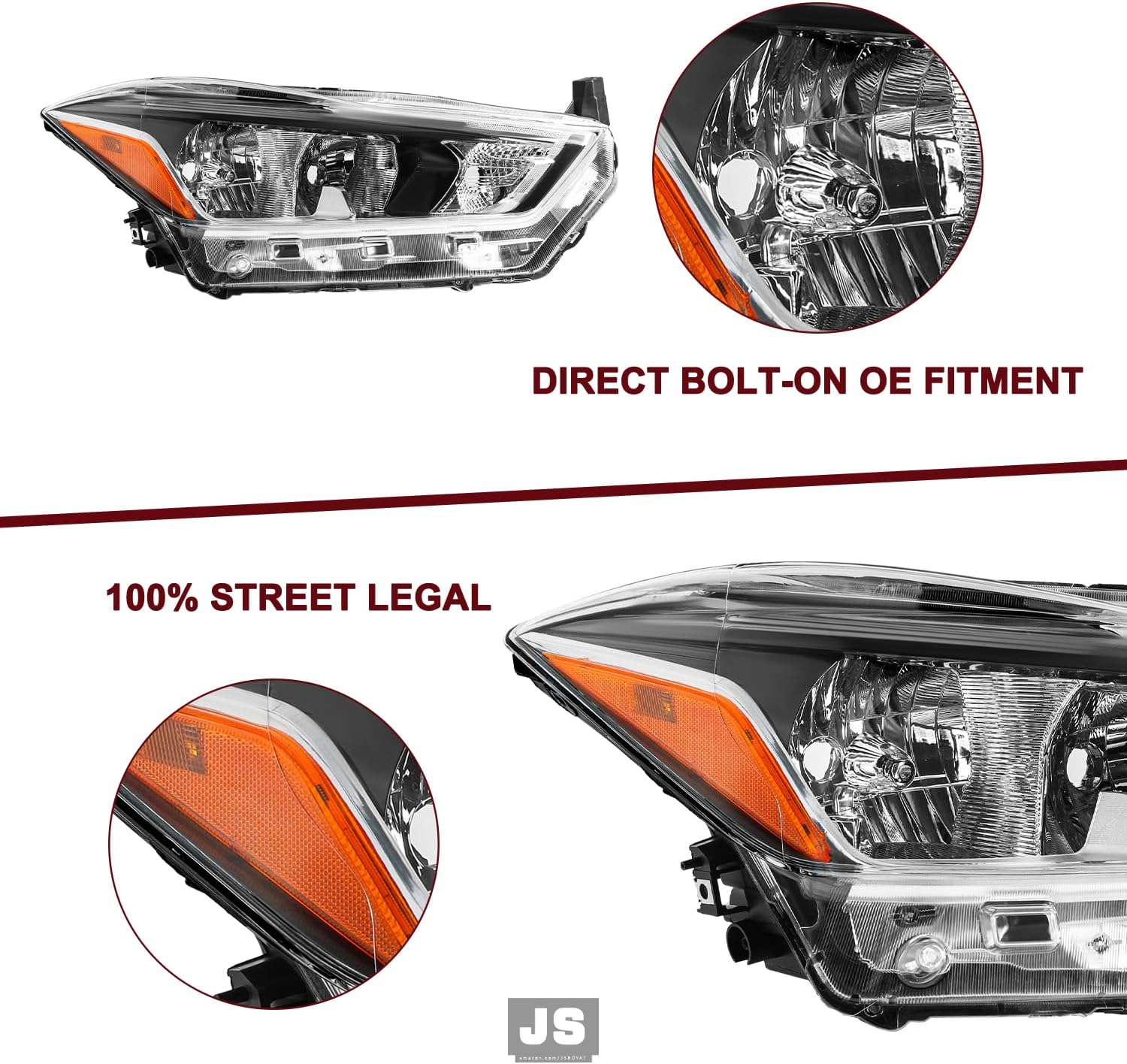 JSBOYAT Halogen Model Headlight Assembly Compatible with 2017 2018 2019 2020 Nissan Kicks S/SV Headlamp Right Passenger Side RH