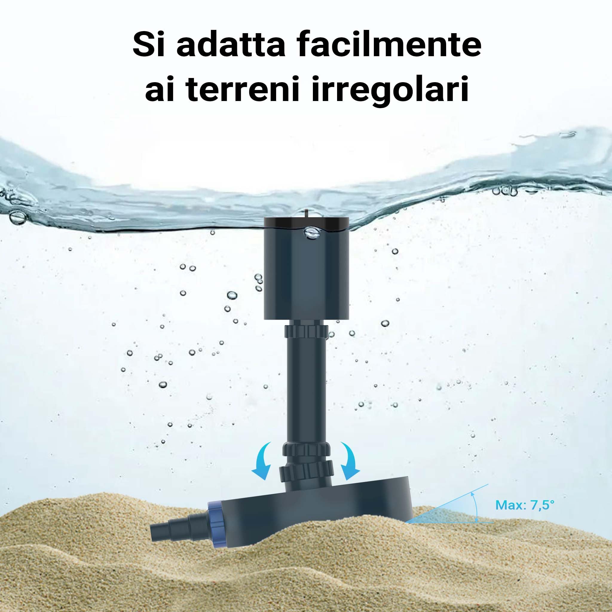 SunSun Skimmer di superficie CSP-40 per laghetti fino a 40 m², altezza regolabile 650–850 mm