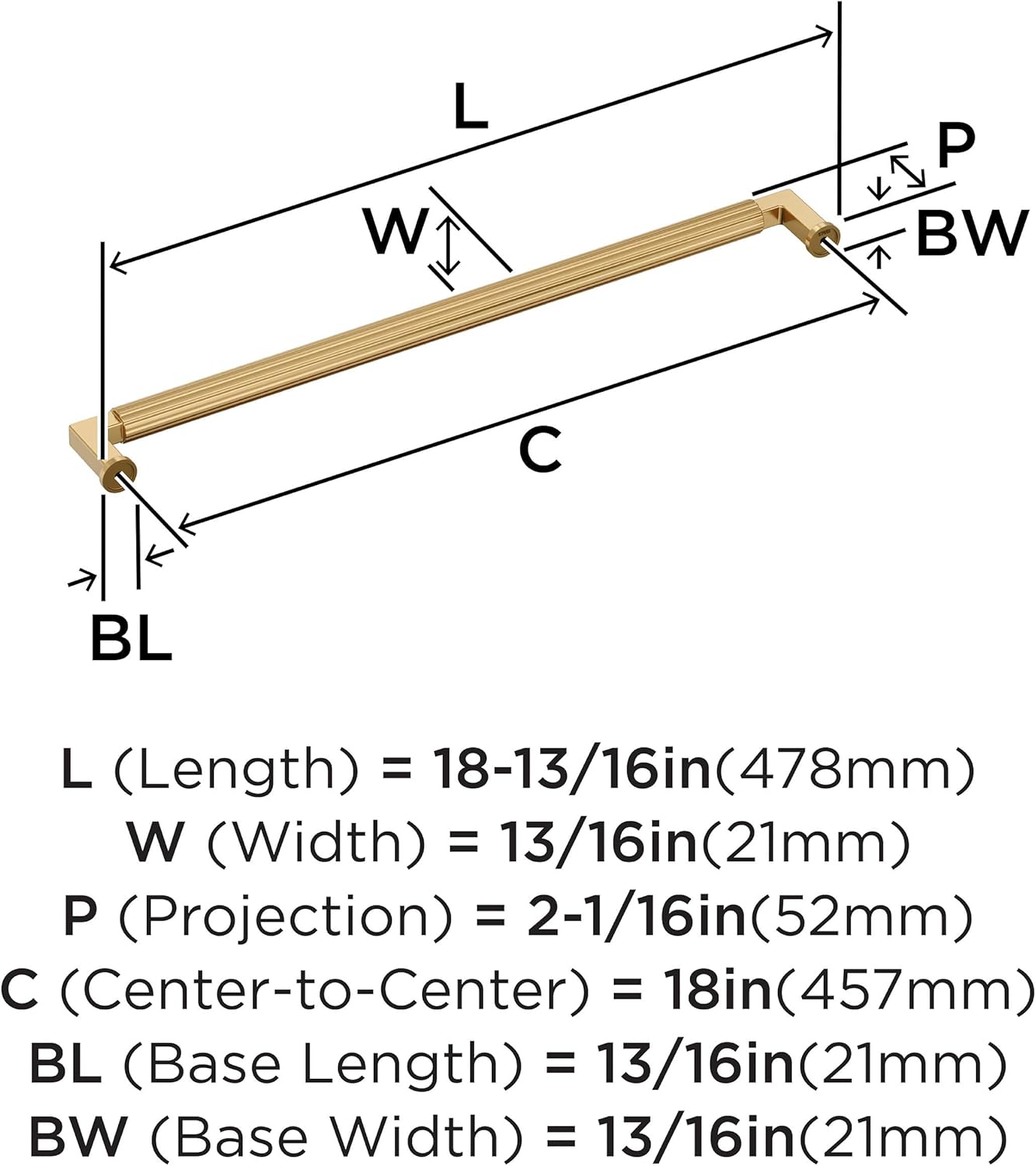 Amerock Ballard 18 inch (457mm) Center-to-Center Champagne Bronze Appliance Pull, BP37651CZ