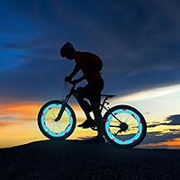 Vista 7 de Luces de rueda de bicicleta, luz LED impermeable para radios de bicicleta, luces de neumáticos de seguridad brillantes con encendido/apagado