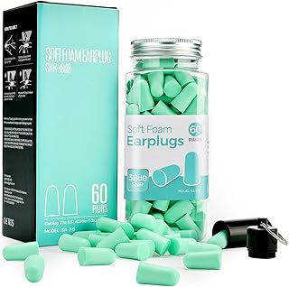 𝟑𝟖𝐝𝐁 Ultra Soft Ear Plug for Sleeping, 60 Pair High Noise Cancelling Earplug with Aluminum Case, Industrial-Grade Hearing Protection Earplug for Snoring/Working/Studying/Side Sleeper, Slow Rebound