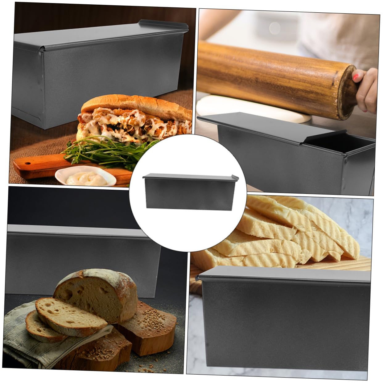 Antihaft Toastform aus Eisen mit Deckel, Schwarz, zum Backen | Tragbar, Leicht zu Lösen und Reinigen, Kompakt Verstaubar, für Käsekuchen und Burger