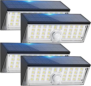 ROSHWEY Motion Sensor Outdoor Lights, 4 Pack Solar Powered Flood Security Lights Waterproof with Motion Detector for Outsi...