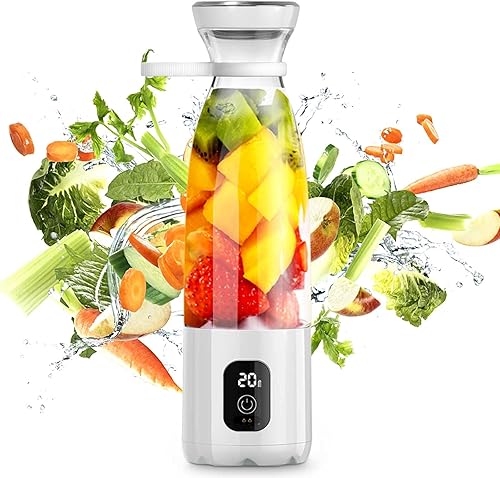 Mini licuadora personal portátil, potente licuadora de batidos de 300 W para batidos y batidos, mezclador de viaje portátil de 20 onzas recargable
