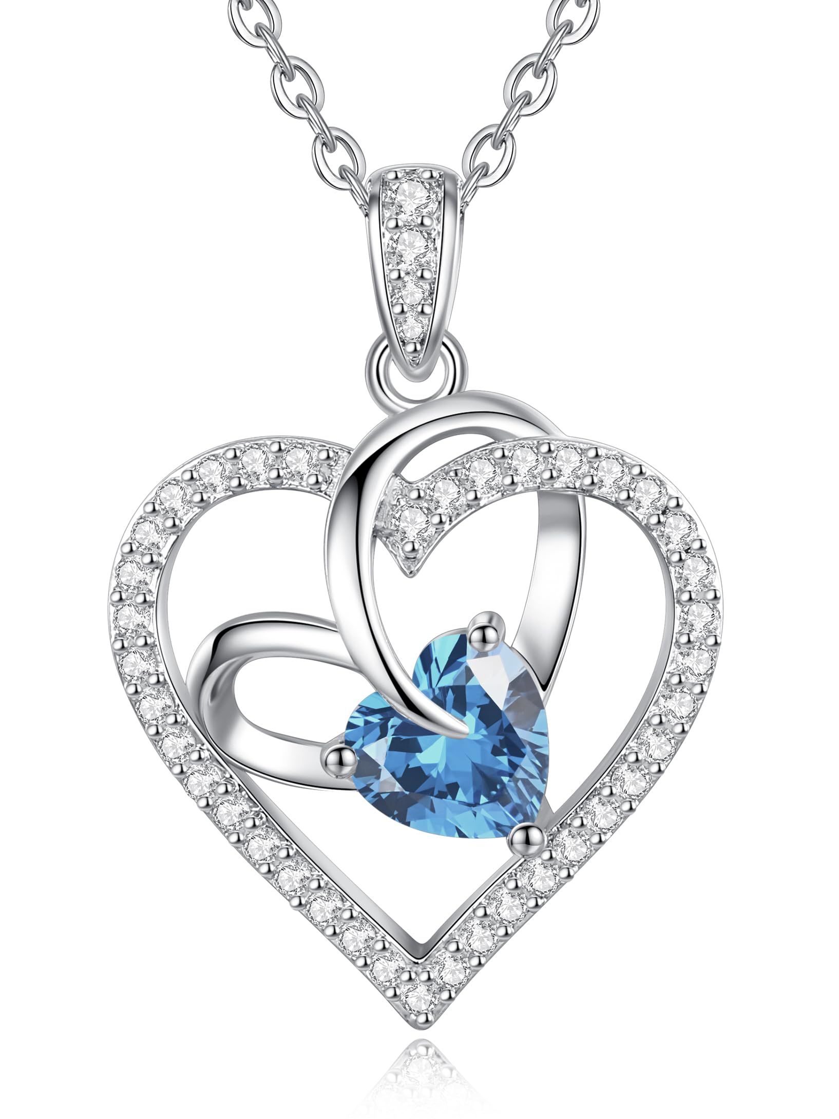 CDE Kette Damen Ewigkeitsherz Herzkette Rosegold Rhodinierung Halskette für Frauen Geburtsstein Herzanhänger Schmuck Geschenke für FrauenSie zum Muttertag Geburtstag Valentinstag Weihnachtsgeschenke