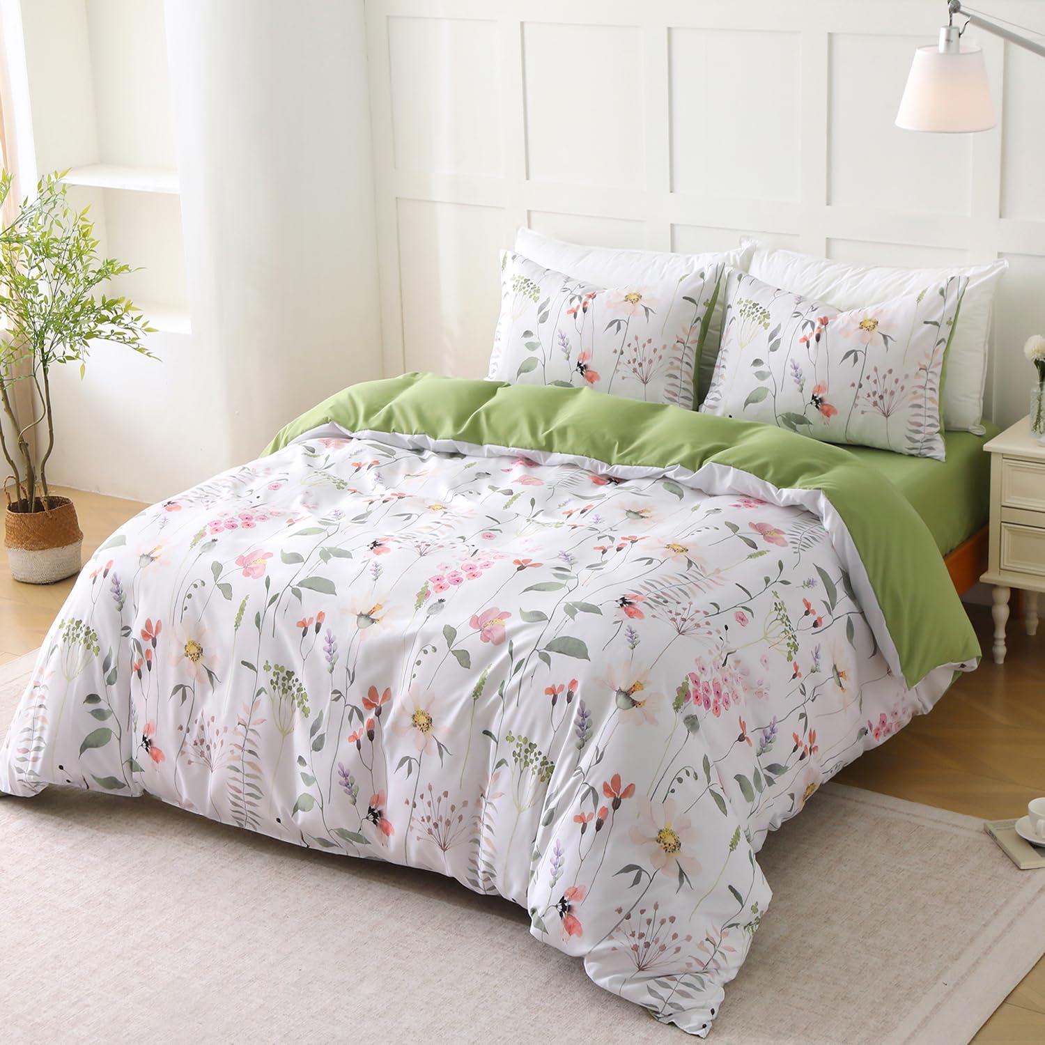 Housse de couette 200 x 200 haut de gamme et drap-housse 40 cm de profondeur pour lit double