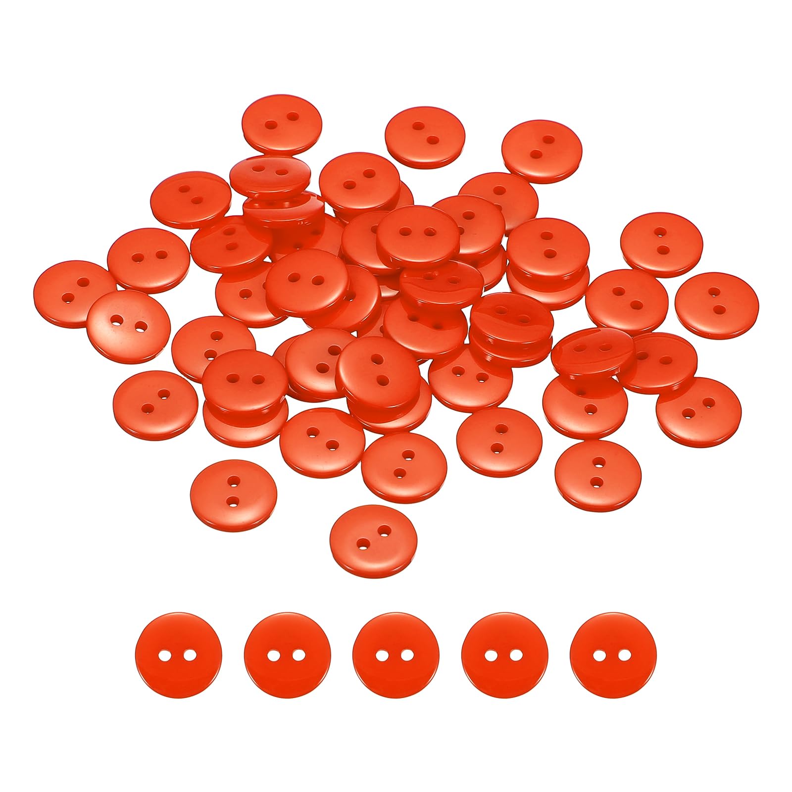 sourcing map 50pcs Resin Sewing Button, 12.5mm (1/2-inch) 2 Holes Round Craft Decorative Buttons for Coat Clothes Holiday Decoration, Orange