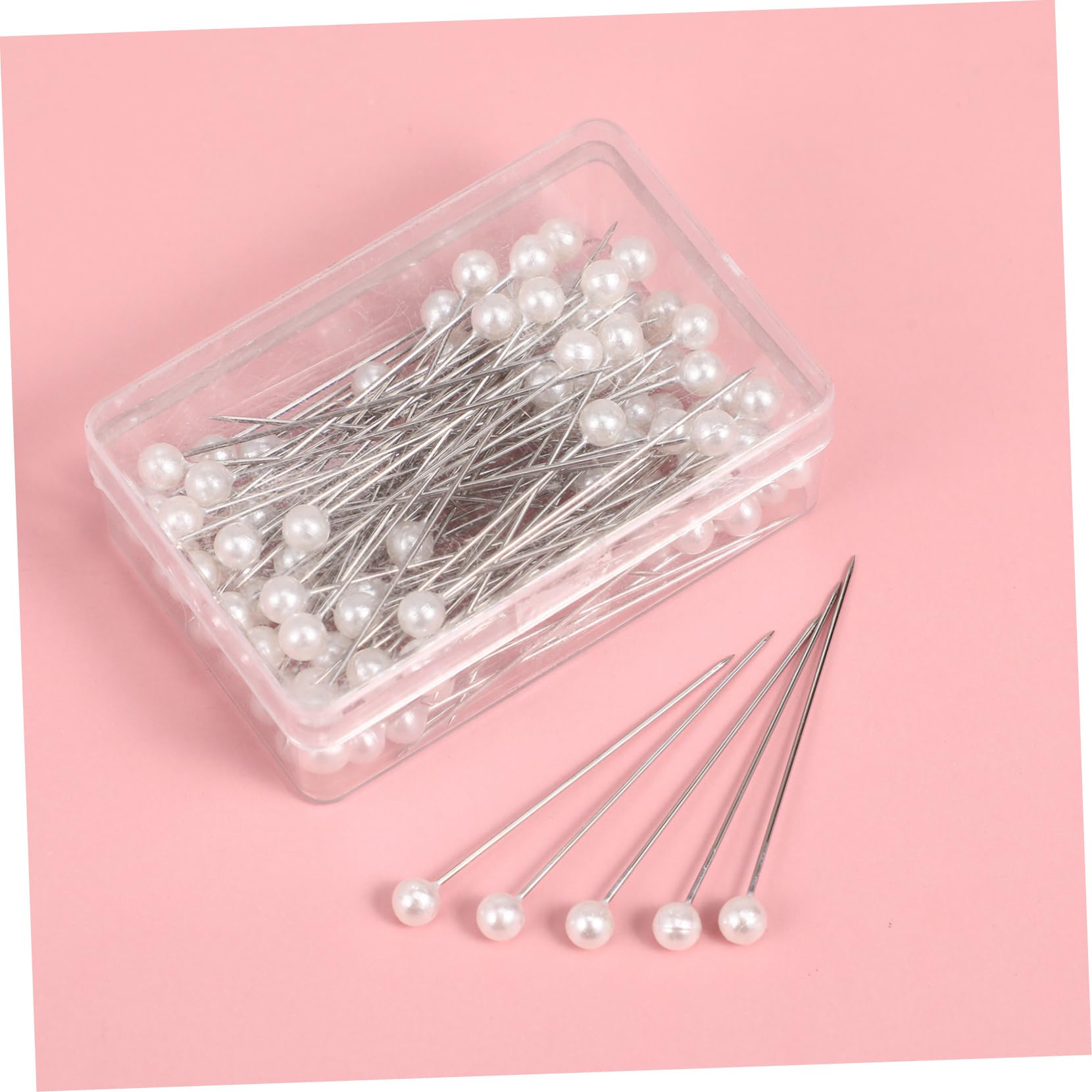 100 Alfileres con Cabeza Imitación Nácar para Coser y Proyectos de Manualidades, Metal Resistente a Alta Temperatura para Adornos y Costura