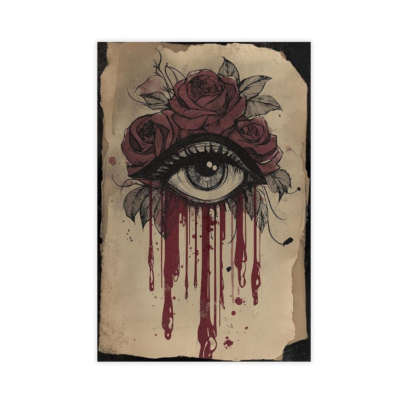YWTJAX Gothic Eye Rose Poster Canvas Poster for Dorm Room Decor Gift