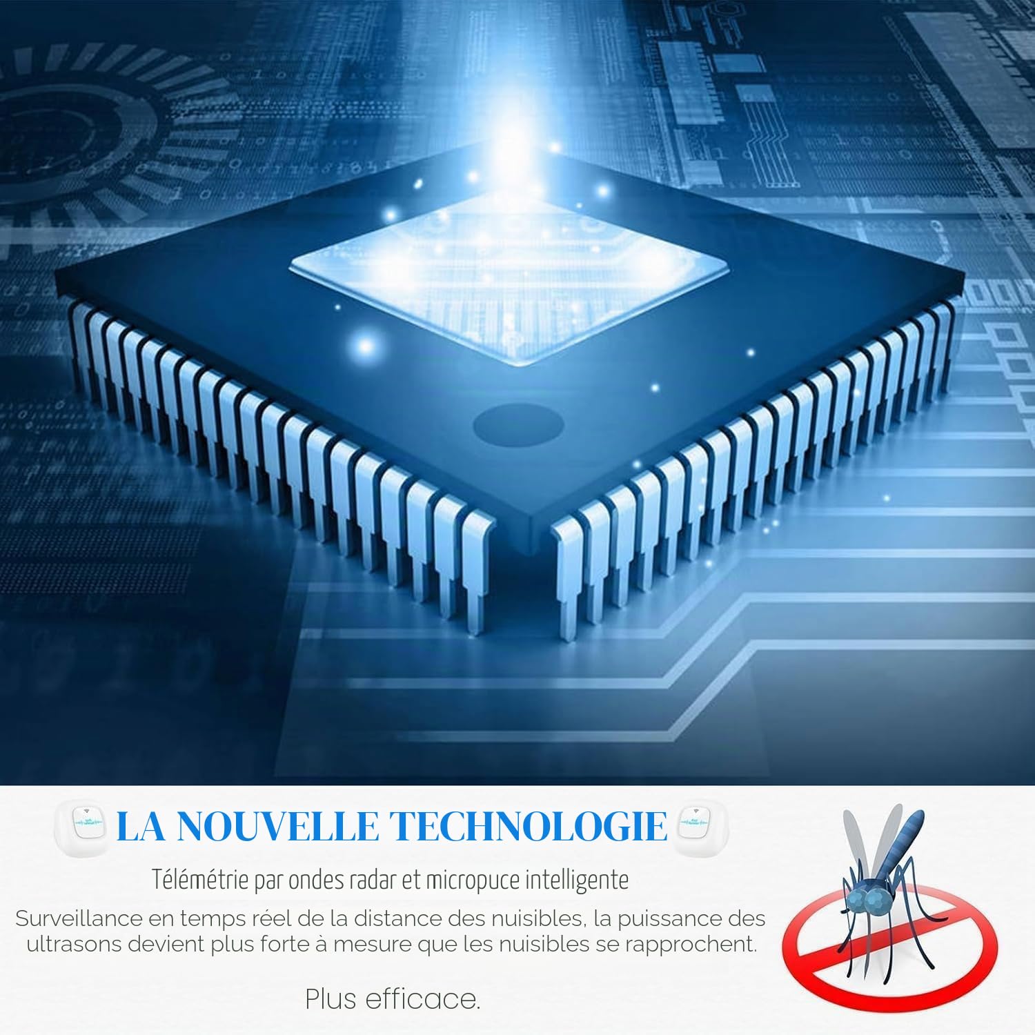 Anti Moustiques, Répulsif Ultrason, Prise Anti Moustique, Électronique Antiparasitaire Intérieur, Antiparasitaire pour Moustiques, Souris, Araignées, Cafards, Mouches, Lot de 4