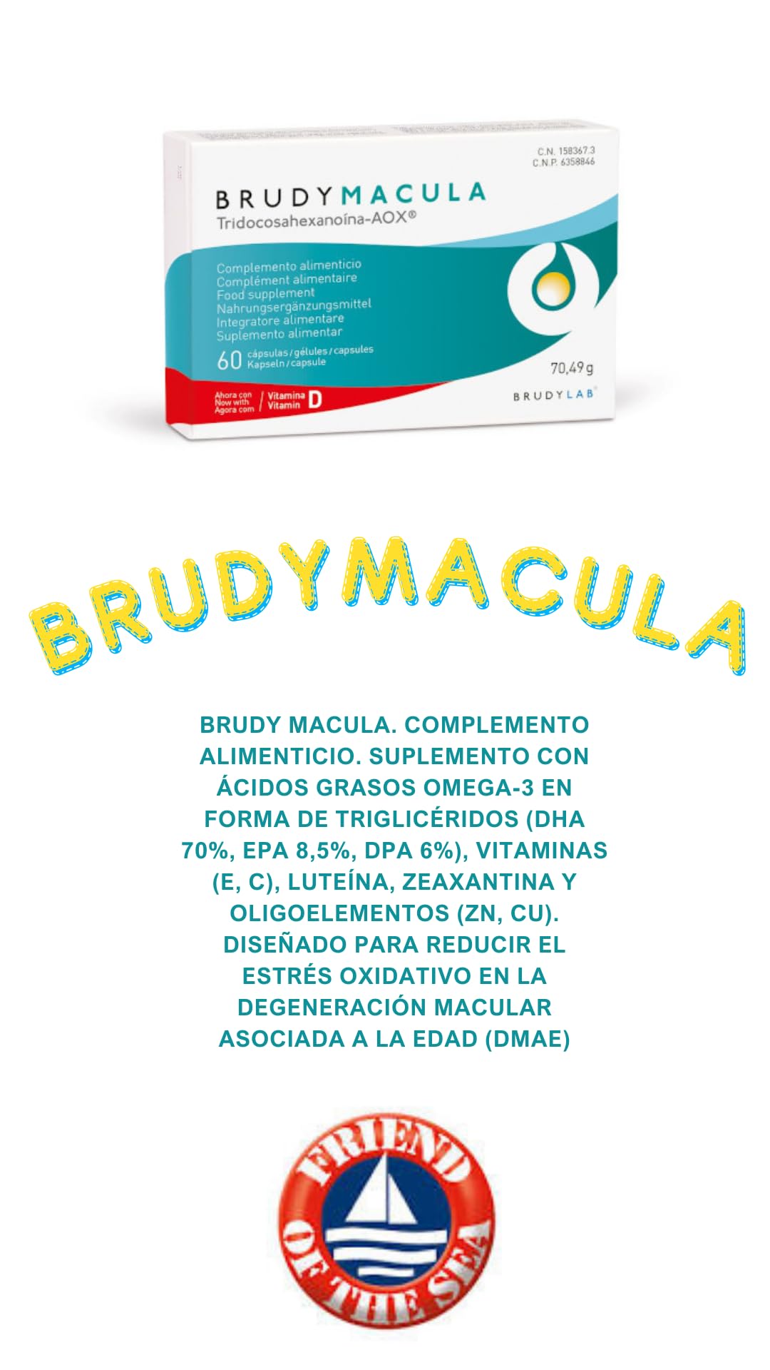 BRUDYLAB - Brudy Mácula - Omega 3 DHA EPA DPA con Luteína - 60 Cápsulas