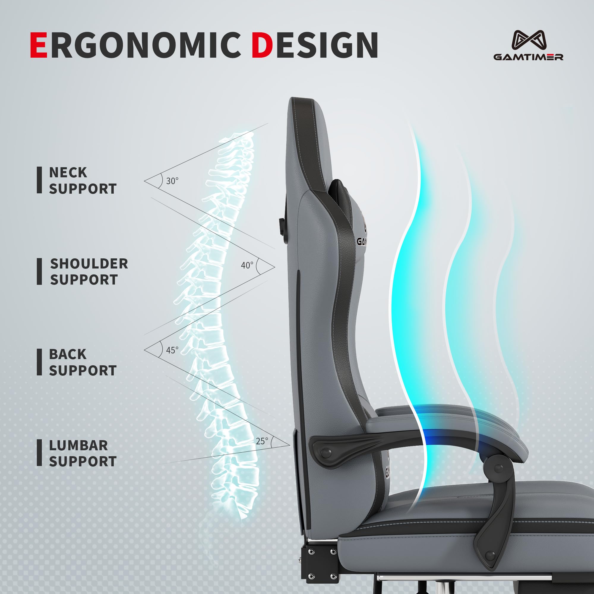 Gaming Chair, 400 lbs Adult Chair, High Back Computer Chair with Footrest and Linked Armrests, Office Video Game Chair with Lumbar Support (): Gray-green