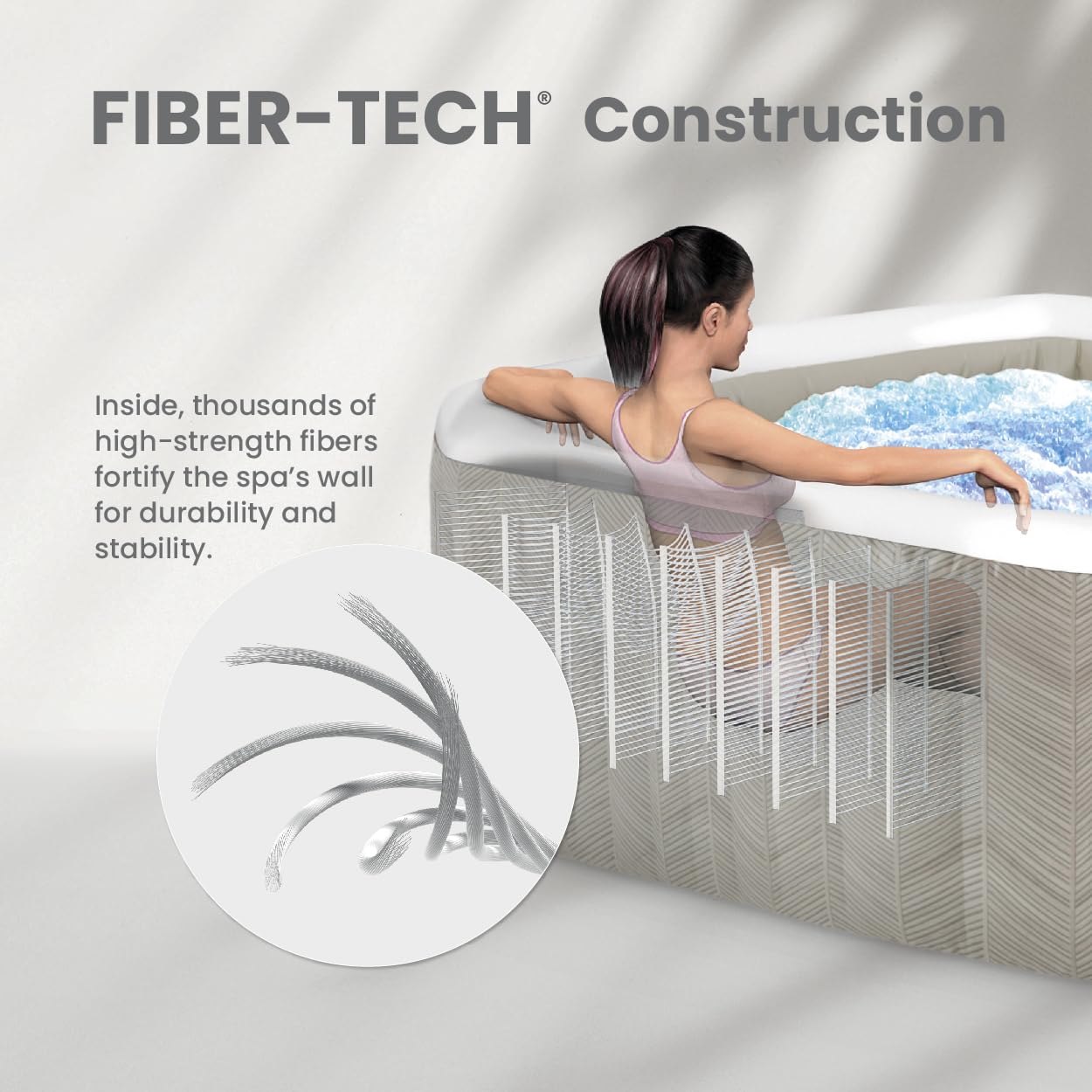 INTEX 28445EH Vasca idromassaggio Portatile Portatile Gonfiabile per 4 Persone PureSpa Deluxe Chevron Deluxe, Include Copertura per Spa a efficienza energetica, App di Controllo Spa, Sistema di Acqua