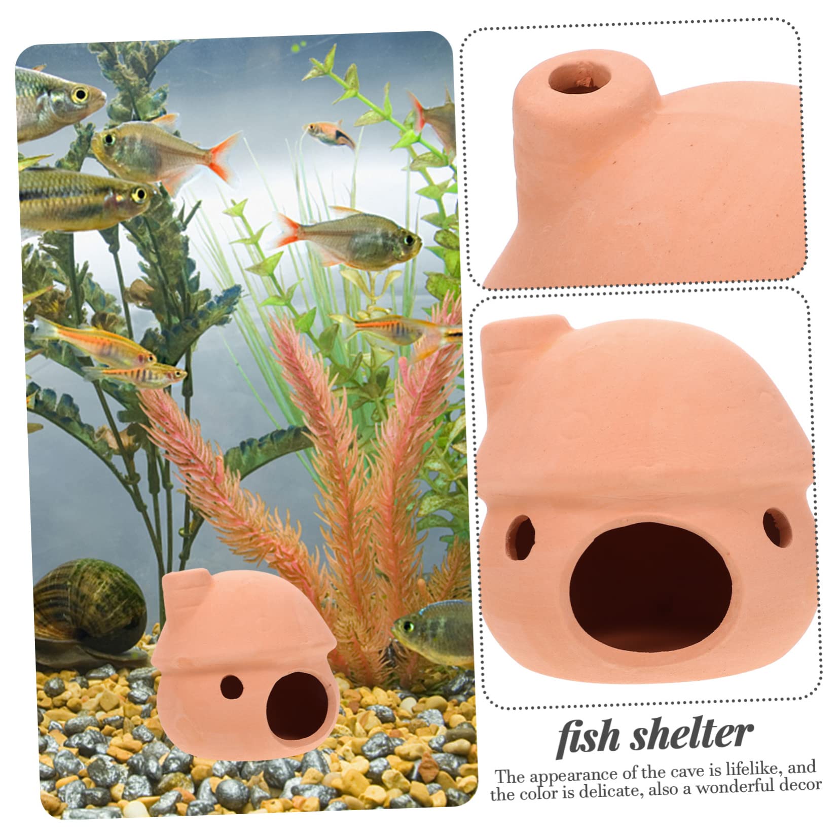 YARNOW 4 Juegos Olla De Barro del Tanque De Peces Cueva De Hábitat De Camarones Titular De La Planta del Acuario Adornos Acuario Pecera Refugio De Peces Escondite De Peces 2 Piezas * 4