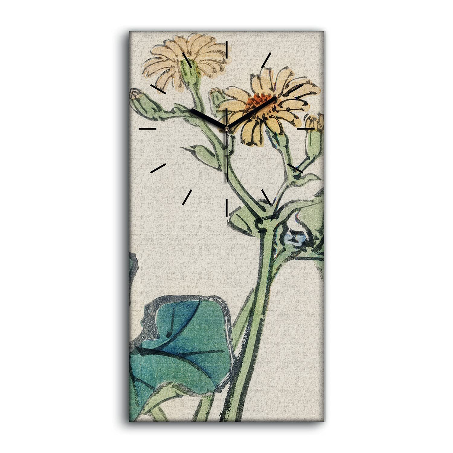 Horloge sur Toile Les Fleurs Asiatiques Déco Salon 30x60cm