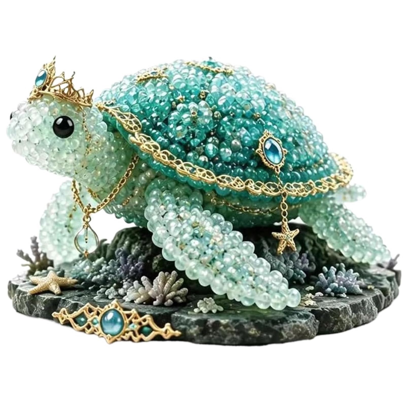 ANQKYO Mythical Ocean DIY Bead Kit for Beginners Mythical DIY Bead Kit for Beginners, 3D Beaded Animal Making, Underwater Embroidery Set(Turtle)